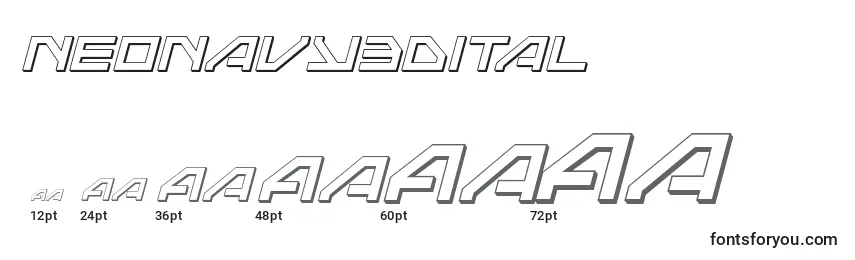 Размеры шрифта Neonavy3Dital