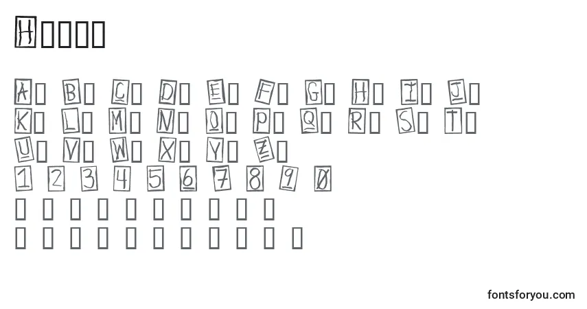 Schriftart Human – Alphabet, Zahlen, spezielle Symbole