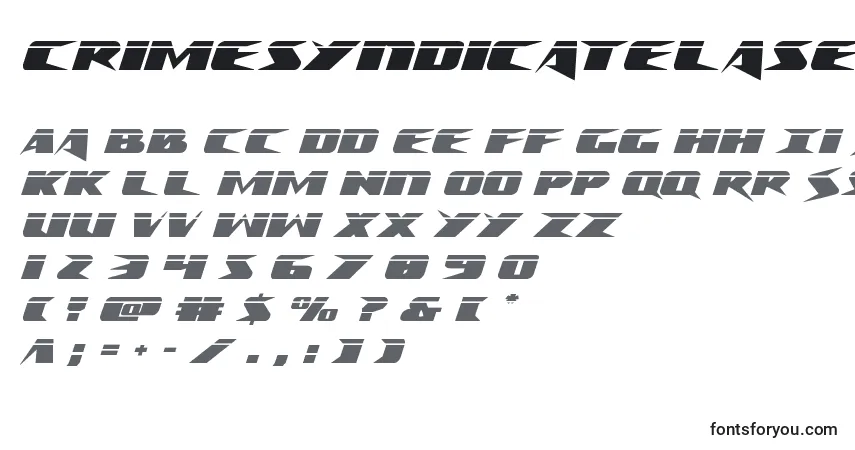 Czcionka Crimesyndicatelaser – alfabet, cyfry, specjalne znaki