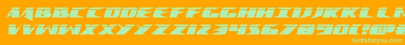 Crimesyndicatelaser-Schriftart – Grüne Schriften auf orangefarbenem Hintergrund