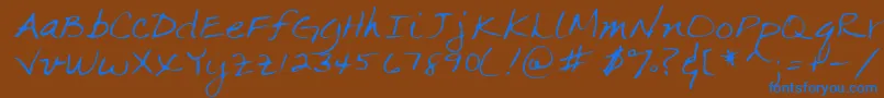 Lehn063 Font – Blue Fonts on Brown Background