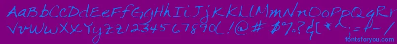 Lehn063 Font – Blue Fonts on Purple Background