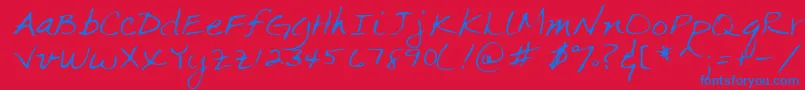 Lehn063 Font – Blue Fonts on Red Background
