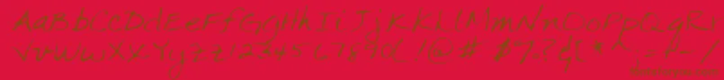 Lehn063 Font – Brown Fonts on Red Background