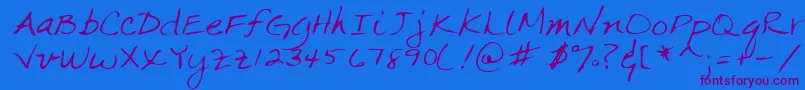 Lehn063 Font – Purple Fonts on Blue Background