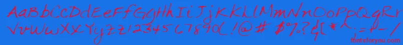 Lehn063 Font – Red Fonts on Blue Background