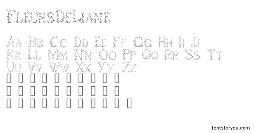 Schriftart FleursDeLiane – Alphabet, Zahlen, spezielle Symbole