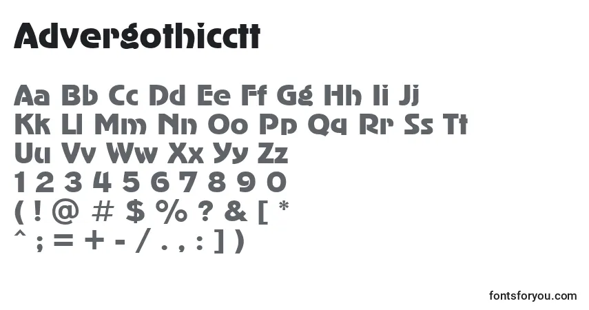 A fonte Advergothicctt – alfabeto, números, caracteres especiais