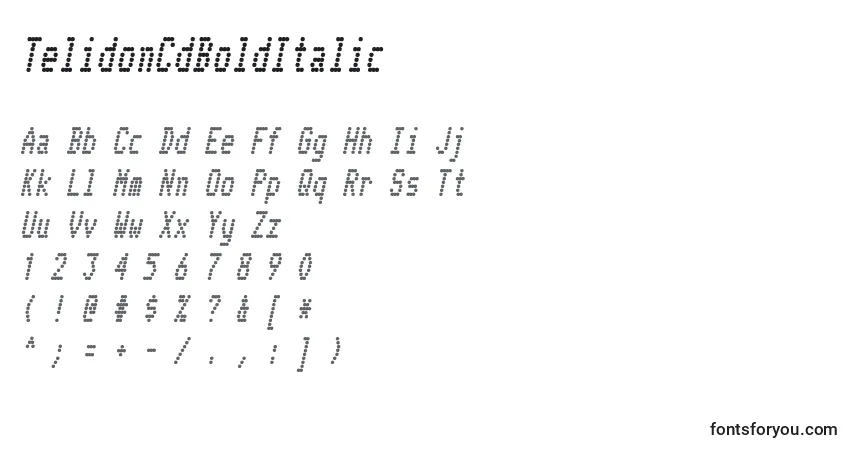 Schriftart TelidonCdBoldItalic – Alphabet, Zahlen, spezielle Symbole