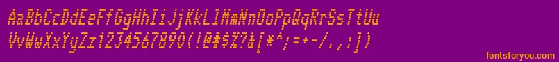 TelidonCdBoldItalic-Schriftart – Orangefarbene Schriften auf violettem Hintergrund