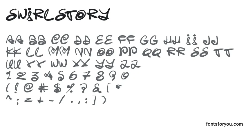 A fonte Swirlstory – alfabeto, números, caracteres especiais