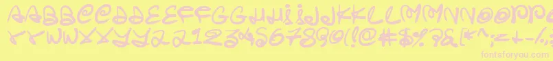 Swirlstory Font – Pink Fonts on Yellow Background