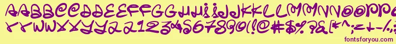 Swirlstory Font – Purple Fonts on Yellow Background