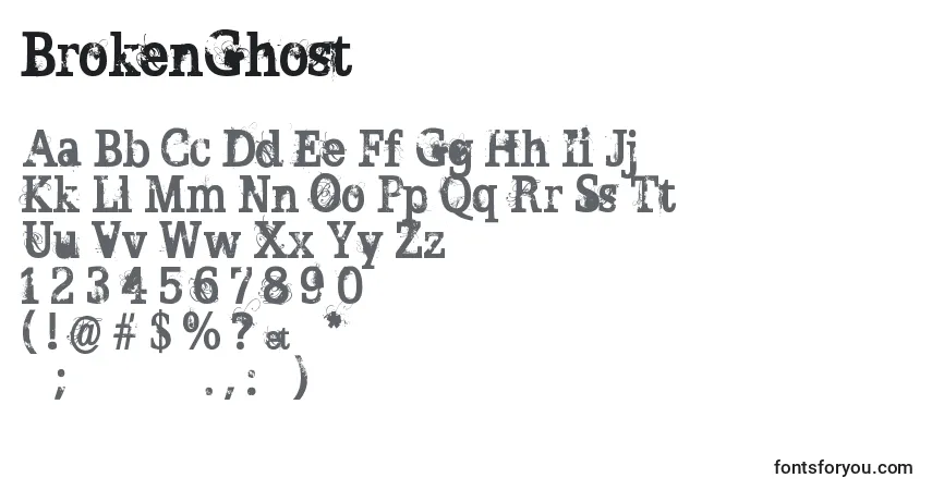 Czcionka BrokenGhost – alfabet, cyfry, specjalne znaki