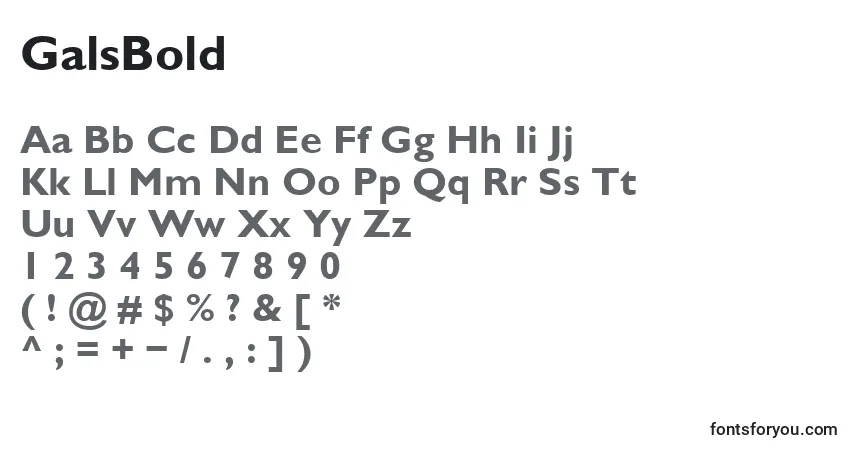 A fonte GalsBold – alfabeto, números, caracteres especiais