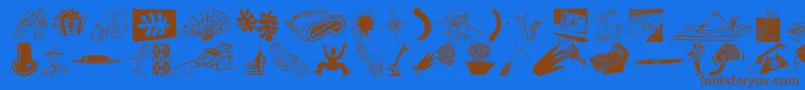 フォントCustomdesign – 茶色の文字が青い背景にあります。
