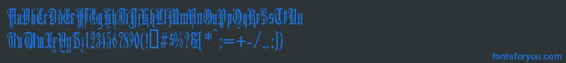 Duerg-fontti – siniset fontit mustalla taustalla