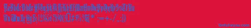 フォントDuerg – 赤い背景に青い文字
