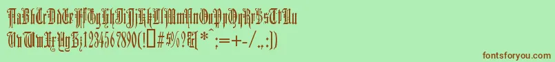 フォントDuerg – 緑の背景に茶色のフォント