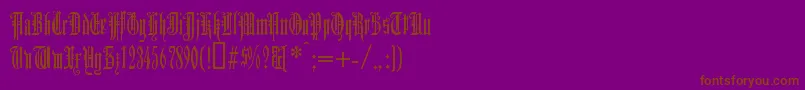 Duerg-fontti – ruskeat fontit violetilla taustalla