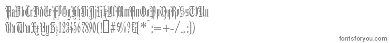 Duerg-fontti – harmaat kirjasimet valkoisella taustalla