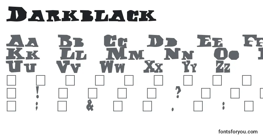 A fonte Darkblack – alfabeto, números, caracteres especiais