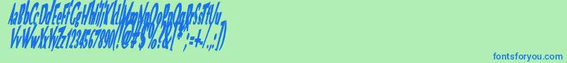 VtcOptikaBoldItalic-fontti – siniset fontit vihreällä taustalla