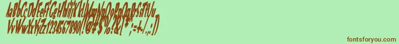 フォントVtcOptikaBoldItalic – 緑の背景に茶色のフォント