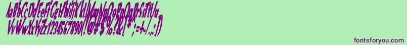 Шрифт VtcOptikaBoldItalic – фиолетовые шрифты на зелёном фоне