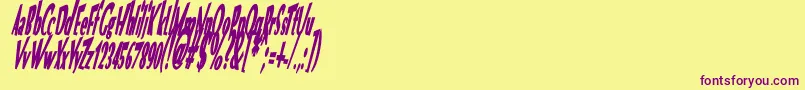 Fonte VtcOptikaBoldItalic – fontes roxas em um fundo amarelo