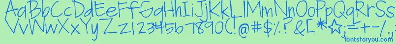 DjbFanGirl Font – Blue Fonts on Green Background