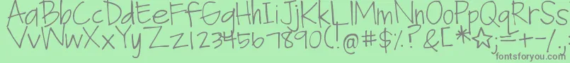 フォントDjbFanGirl – 緑の背景に灰色の文字