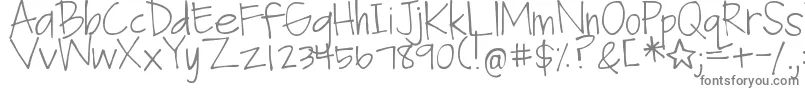 DjbFanGirl-fontti – harmaat kirjasimet valkoisella taustalla