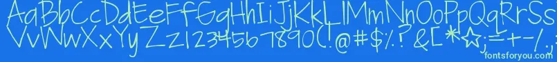 DjbFanGirl Font – Green Fonts on Blue Background