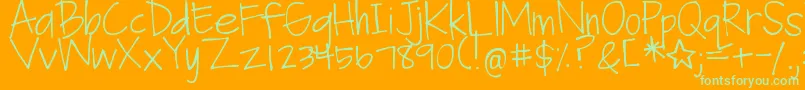 DjbFanGirl Font – Green Fonts on Orange Background