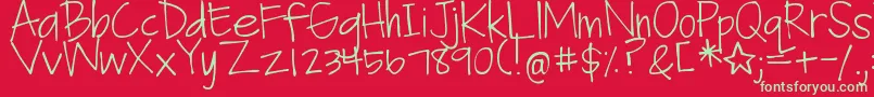 DjbFanGirl Font – Green Fonts on Red Background