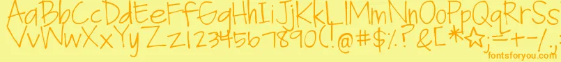 DjbFanGirl Font – Orange Fonts on Yellow Background