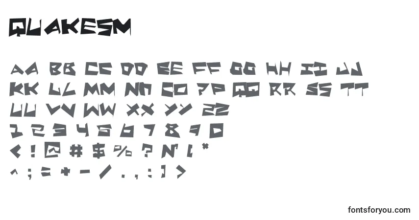 Czcionka Quakesm – alfabet, cyfry, specjalne znaki