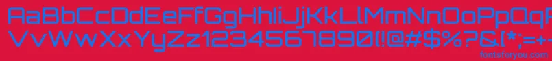OrbitronMedium-Schriftart – Blaue Schriften auf rotem Hintergrund