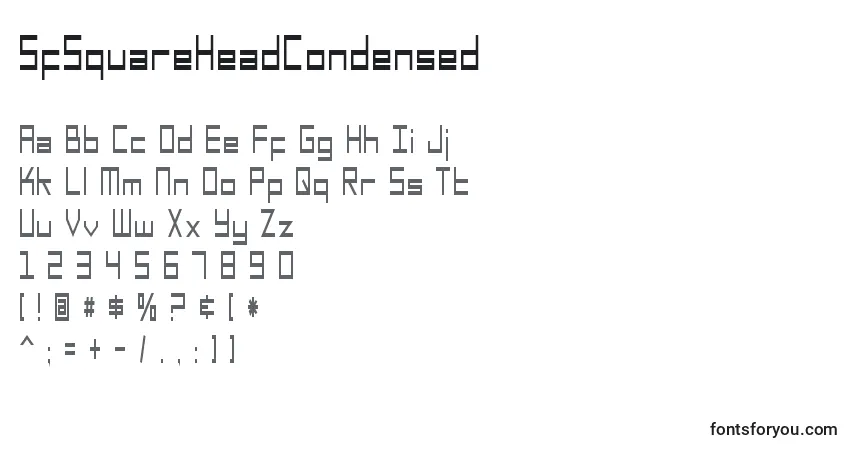 Czcionka SfSquareHeadCondensed – alfabet, cyfry, specjalne znaki