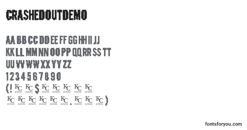 Schriftart Crashedoutdemo – Alphabet, Zahlen, spezielle Symbole