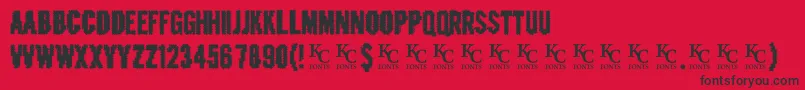Fonte Crashedoutdemo – fontes pretas em um fundo vermelho