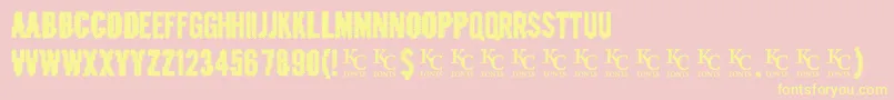 Crashedoutdemo-Schriftart – Gelbe Schriften auf rosa Hintergrund