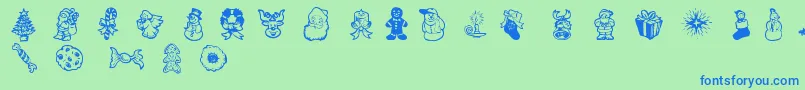 XmasDoods2フォントについての詳細 フォントXmasDoods2 – 青い文字は緑の背景です。