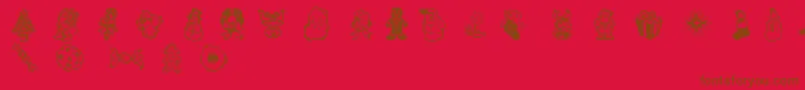 Fonte XmasDoods2 – fontes marrons em um fundo vermelho