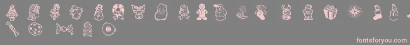 Saiba mais sobre a fonte XmasDoods2 Fonte XmasDoods2 – fontes rosa em um fundo cinza