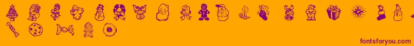XmasDoods2-Schriftart – Violette Schriften auf orangefarbenem Hintergrund