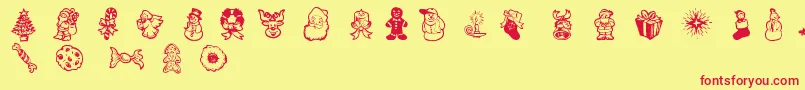 Fonte XmasDoods2 – fontes vermelhas em um fundo amarelo