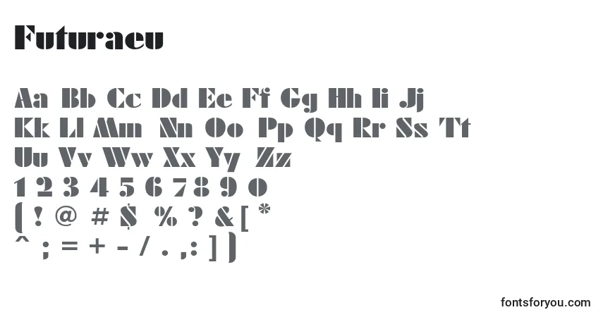 Czcionka Futuraeu – alfabet, cyfry, specjalne znaki
