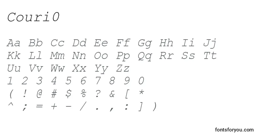 Шрифт Couri0 – алфавит, цифры, специальные символы